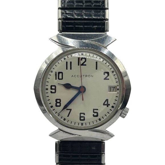 Vtg Rare 1967 Bulova Accutron 218 Bow Tie Lugs Electronic Tuning Fork Watch Date